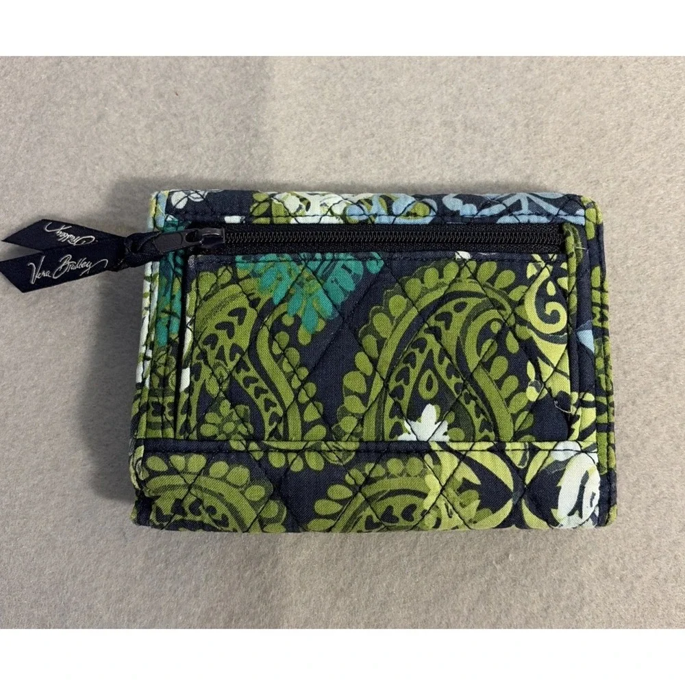 Vera Bradley  Trifold Wallet  Quilted Fabric Blue Green Summer Casual
